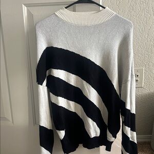 Carol Rose Black and White Striped Sweater